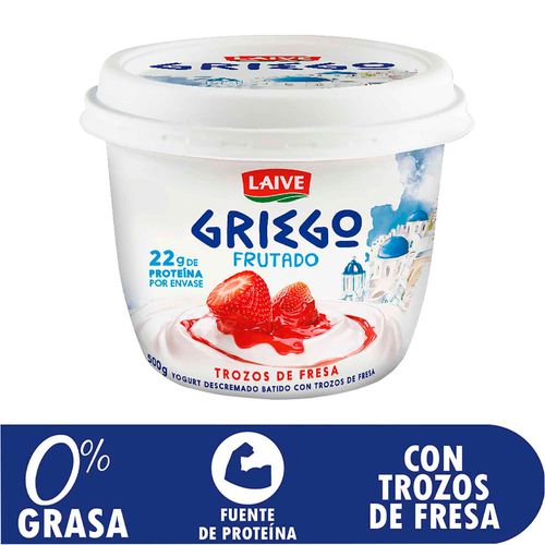 Yogurt Griego LAIVE con Trozos de Fresa Vaso 500g