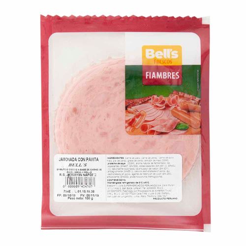 Jamonada de Pavita BELL'S Paquete 100g