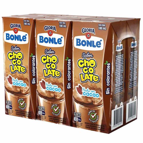 Leche Chocolatada BONLÉ UHT Tetrapack 180ml Paquete 6un