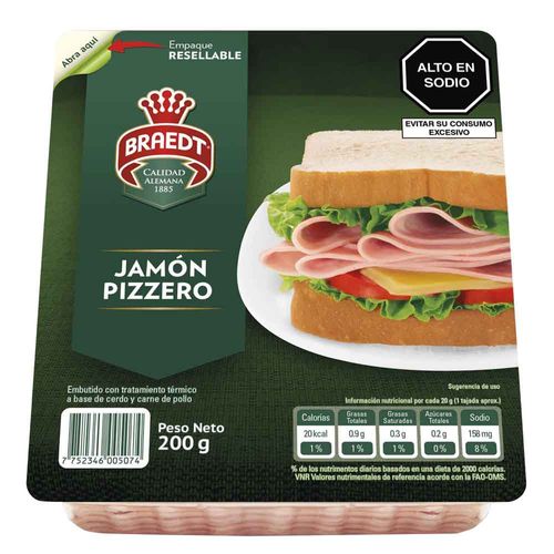 Jamón Pizzero BRAEDT Paquete 200g