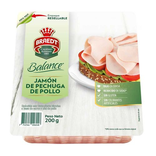 Jamón de Pechuga de Pollo BRAEDT Paquete 200g