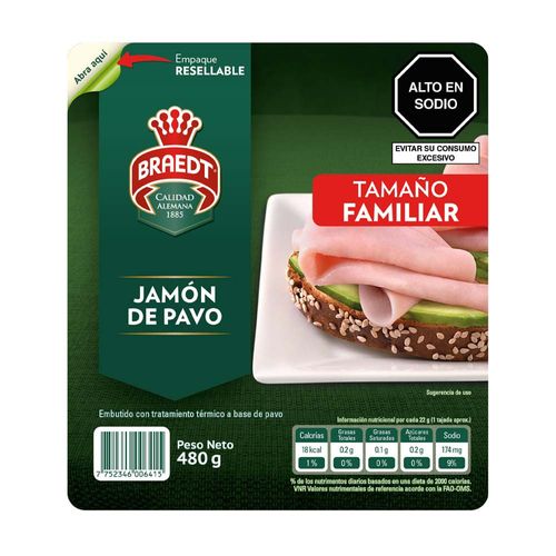 Jamón de Pavo BRAEDT Paquete 480g