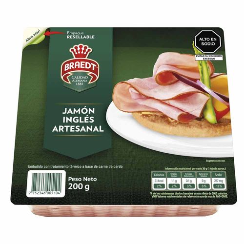 Jamón Inglés BRAEDT Artesanal Paquete 200g