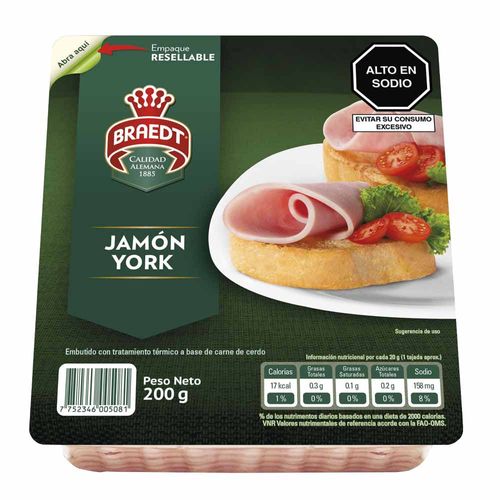 Jamón York BRAEDT Paquete 200g