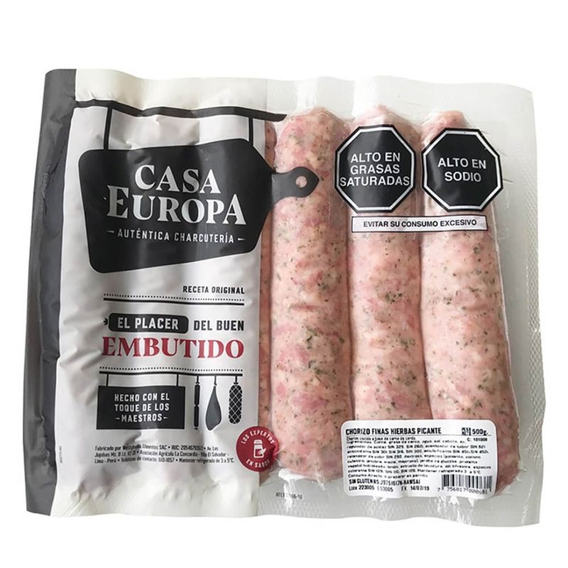 Chorizo Finas Hierbas Picante CASA EUROPA Paquete 500g - Shopstar