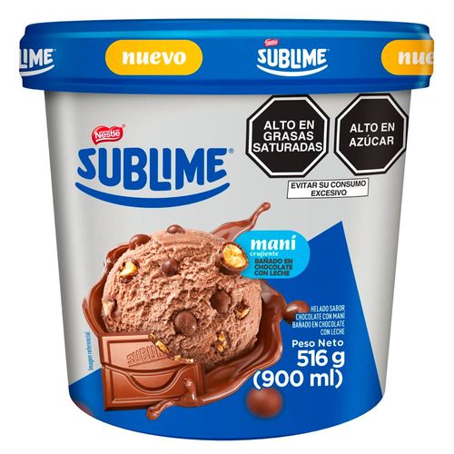 Helado con Trozos de Maní SUBLIME Pote 900ml