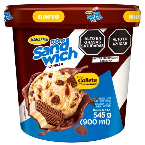 Helado con Trozos de Galleta SANDWICH Pote 900ml