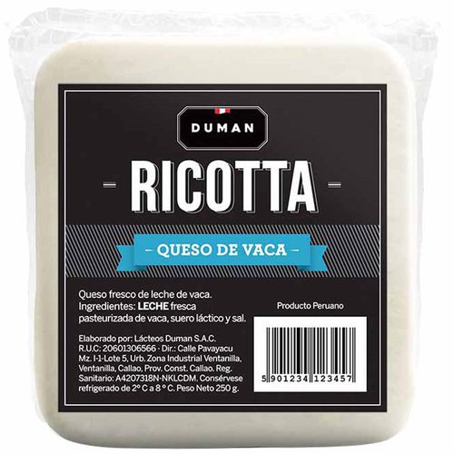 Queso Ricotta DUMAN Paquete 250g