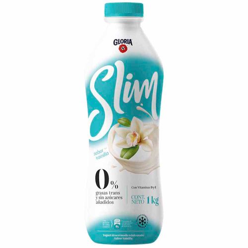 Yogurt Descremado Edulcorado GLORIA Slim Vainilla Botella 1Kg