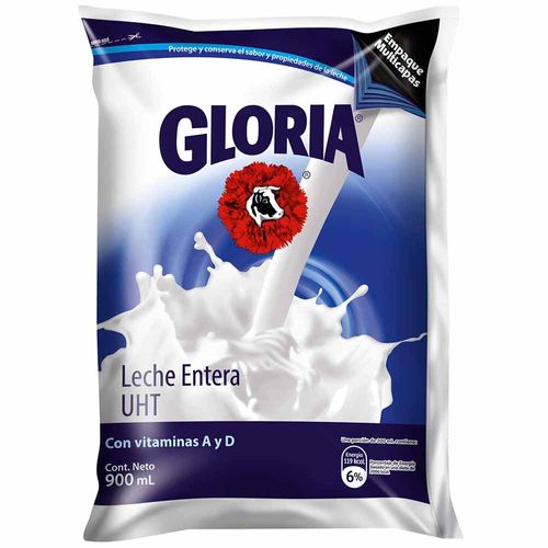 Leche GLORIA UHT Entera Bolsa 900ml