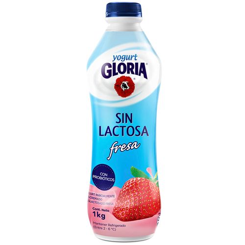 Yogurt Bebible GLORIA sin Lactosa Fresa Botella 1Kg