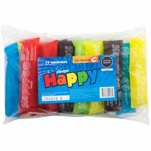 Mini Chups HAPPY Sabores Surtidos Paquete 15un