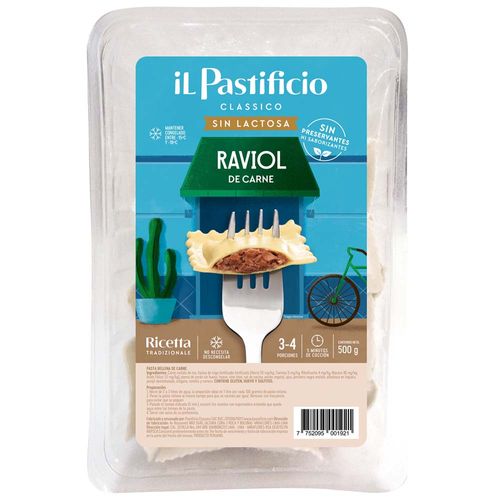 Raviol de Carne Sin Lactosa IL PASTIFICIO 500g Bandeja 1un