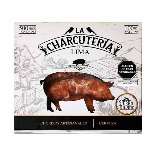 Chorizo Artesanal LA CHARCUTERÍA DE LIMA Cerveza Artesanal y Mostaza Caja 4un