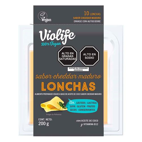 Queso Cheddar en Tajadas VIOLIFE Paquete 200g
