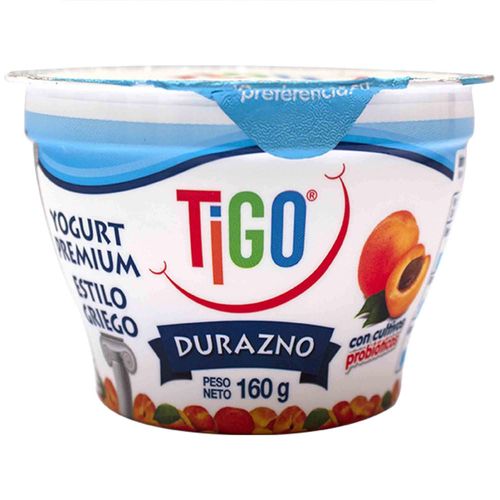 Yogurt TIGO Premium Estilo Griego Durazno Vaso 160g