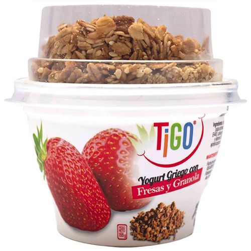 Yogurt TIGO Parfait Natural con Fresas y Granola Vaso 155g