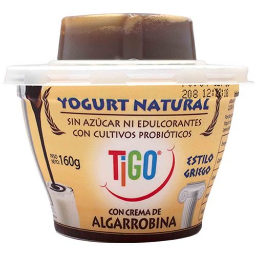 Yogurt TIGO Premium Natural con Algarrobina Vaso 160g