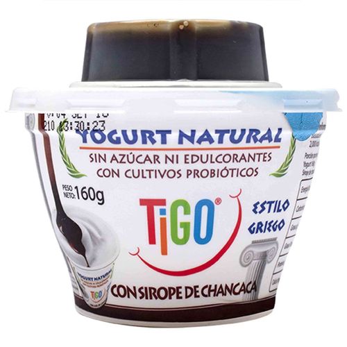 Yogurt TIGO Premium Natural con Sirope de Chancaca Vaso 160g