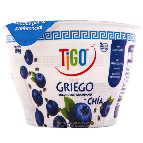 Yogurt Griego TIGO Arándano con Chía Pote 160g