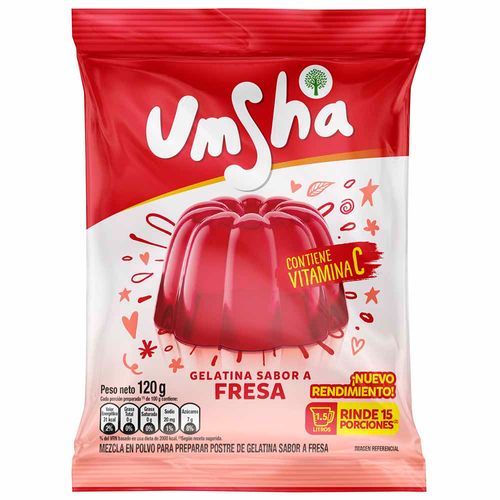 Gelatina UMSHA Sabor a Fresa Bolsa 120g