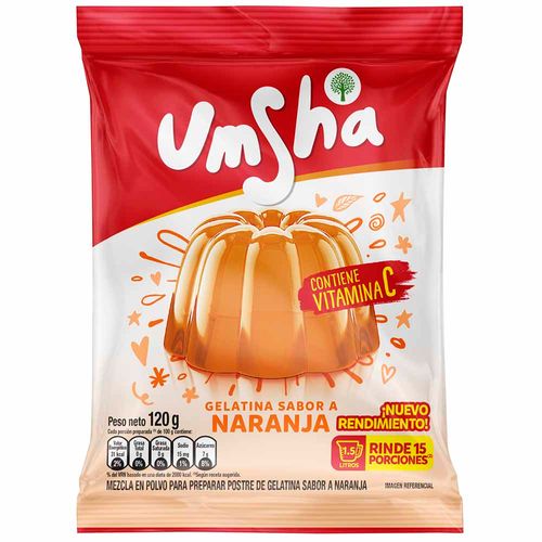 Gelatina UMSHA Sabor a Naranja Bolsa 120g