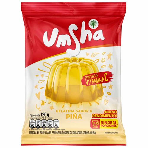 Gelatina UMSHA Sabor a Piña Bolsa 120g