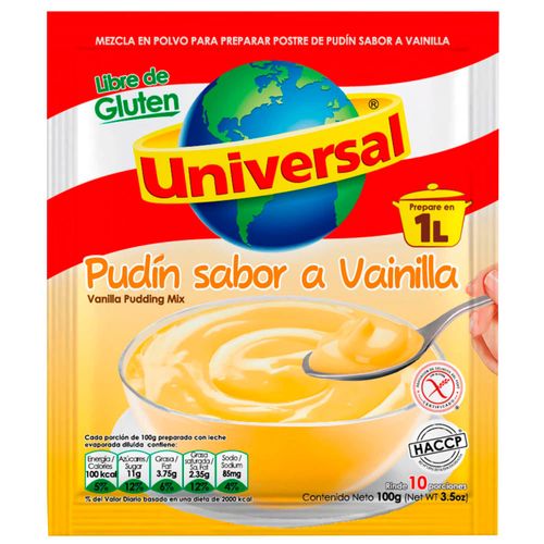 Pudín UNIVERSAL Sabor a Vainilla Bolsa 100g