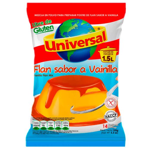 Flan UNIVERSAL Sabor a Vainilla Bolsa 150g