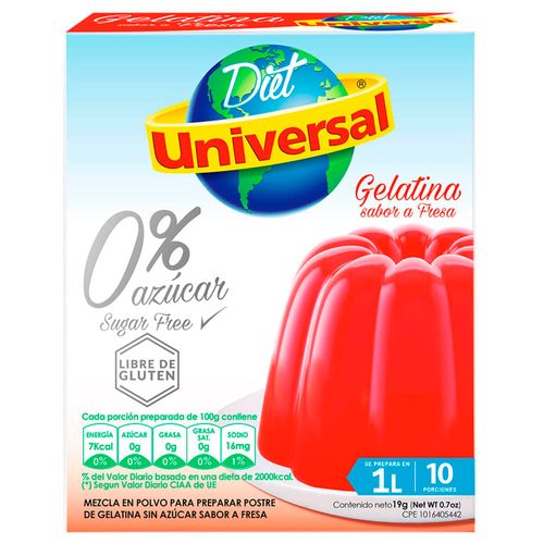 Gelatina UNIVERSAL Sabor a Fresa Caja 19g