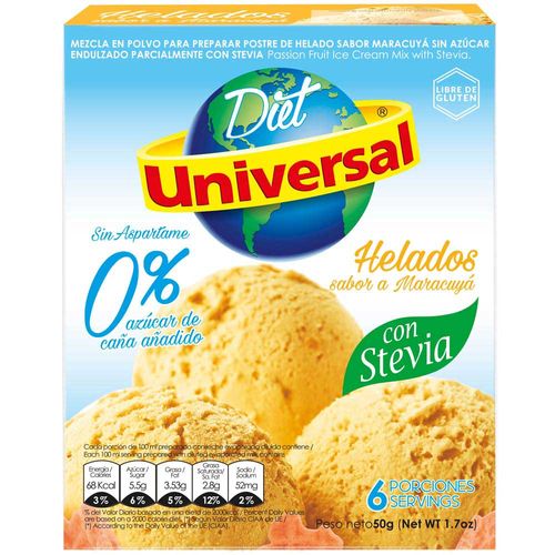 Mezcla en Polvo para Helado UNIVERSAL Maracuyá Caja 50g