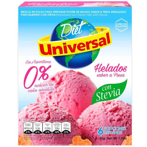 Mezcla en Polvo para Helado UNIVERSAL Fresa Caja 50g