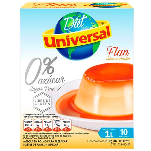 Flan Diet UNIVERSAL Sabor a Vainilla Caja 19g