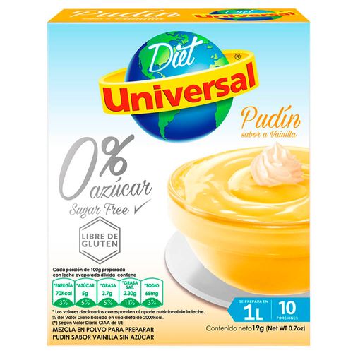 Pudín Diet UNIVERSAL Sabor a Vainilla Caja 19g