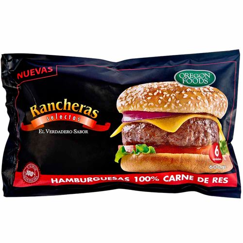 Hamburguesas de Carne de Res RANCHERAS Bolsa 600g