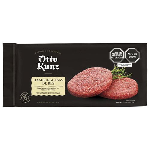 Hamburguesa OTTO KUNZ Premium 100% Pura Carne de Res Paquete 8un