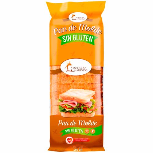 Pan de Molde MOLINOS DEL MUNDO Sin Glúten y Sin Lactosa Bolsa 480g