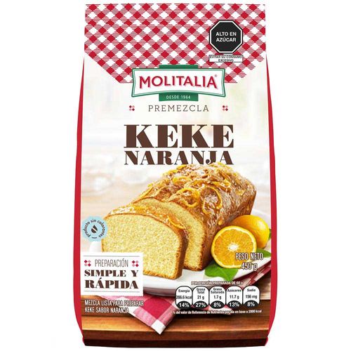 Premezcla Keke Naranja MOLITALIA Bolsa 450g