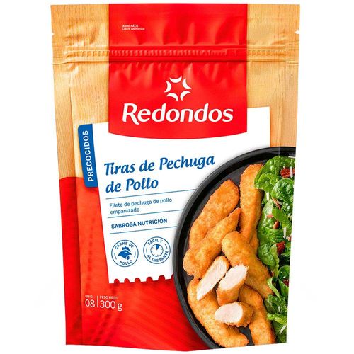 Tiras de Pechuga de Pollo REDONDOS Empanizados Bolsa 300g