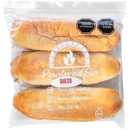 Pan Artesanal Congelado PANCITOS DEL SUR Relleno con Queso Bolsa 6un