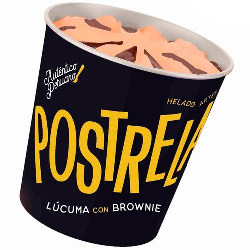 Helado Artesanal POSTRELADO Lúcuma con Brownie 473ml