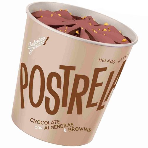 Helado Artesanal POSTRELADO Chocolate con Almendras & Brownie Pote 473ml