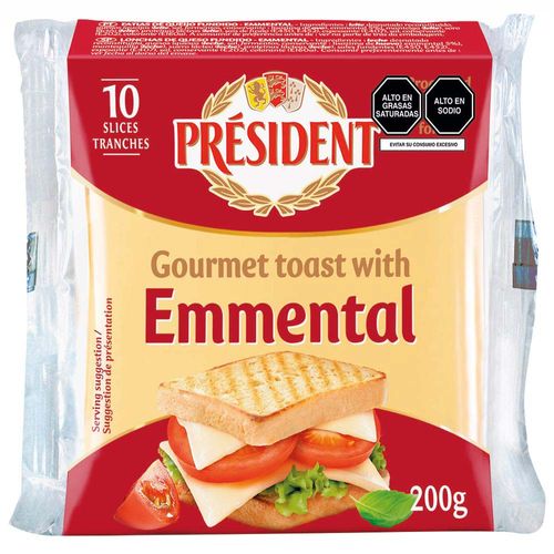 Lonchas de Queso PRÉSIDENT Toast Emmental Paquete 200g