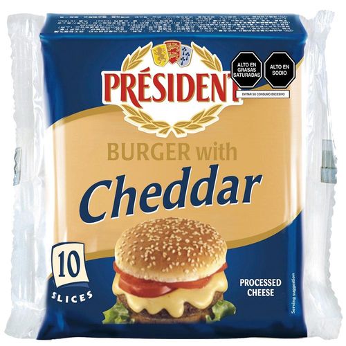 Lonchas de Queso PRÉSIDENT Burger Cheddar Paquete 200g