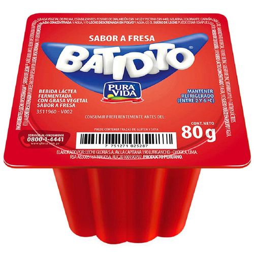 Yogurt PURA VIDA Batidito Fresa Vaso 80g