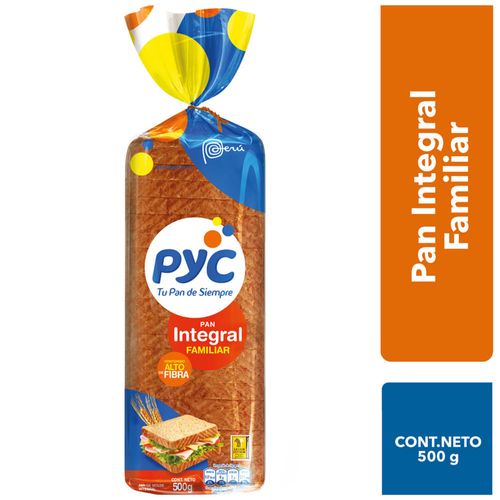 Pan de Molde Integral PYC Mediano Bolsa 500g