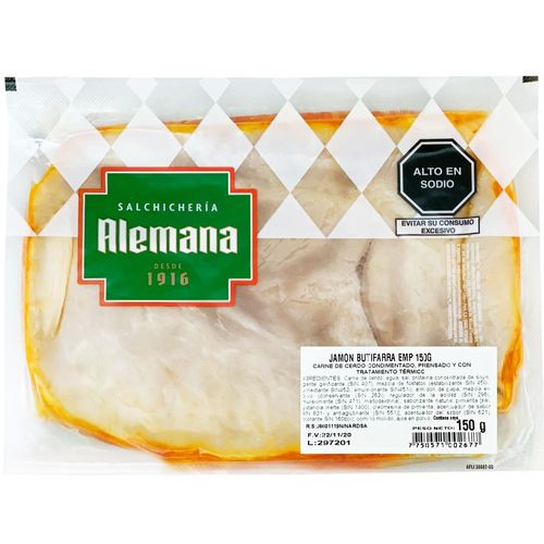 Jamón Butifarra SALCHICHERÍA ALEMANA Paquete 150g