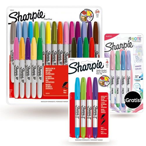 Pack Sharpie Marcadores 24 Finos + 4 Doble Punta + 1 Regalo