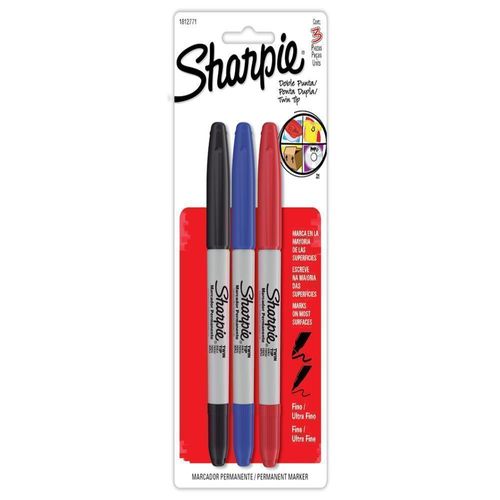 Marcador Permanente Sharpie Doble Punta Surtido Blister X3