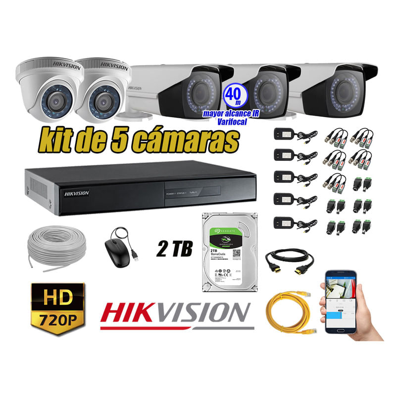 Kit-5-Camaras-de-Seguridad-Hikvision-Hd-720P-mas-Disco-2Tb-Mayor-Alcance-Varifocal-Ip66